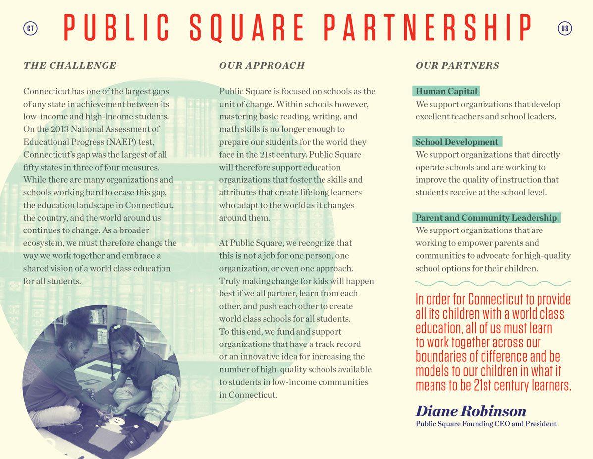 A brochure with the words public square partnership written in it.