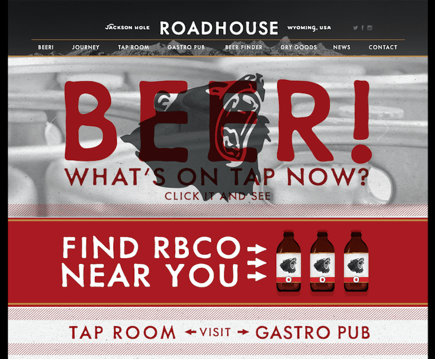 A website with a bear on it and some beer.