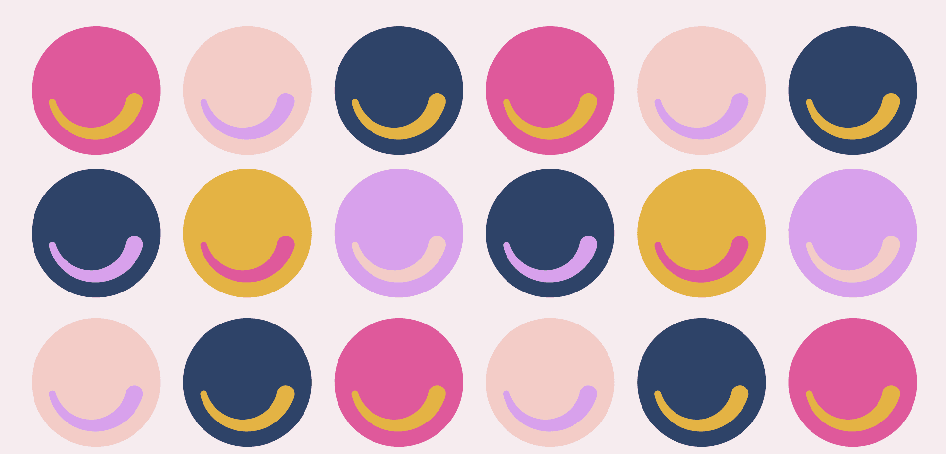A bunch of different colored circles with faces