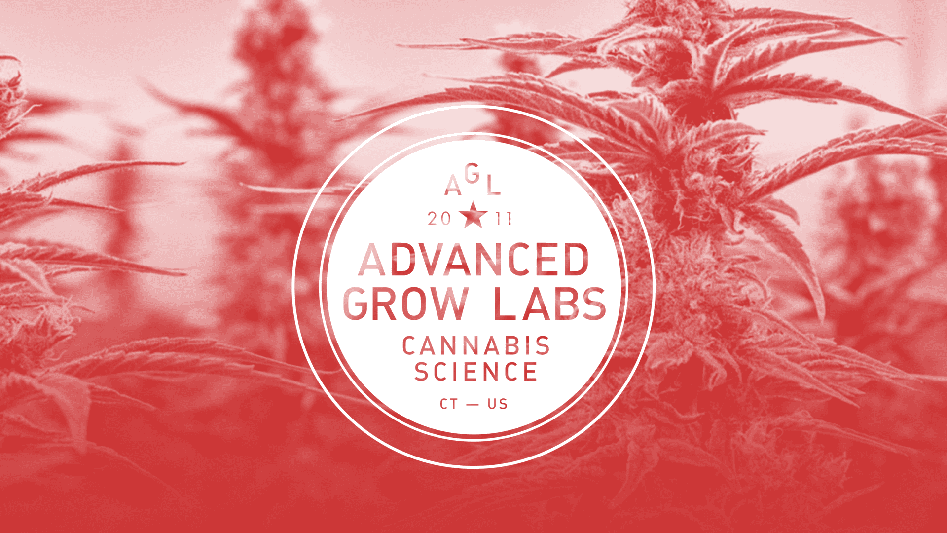 A red background with the words advanced grow labs in white.