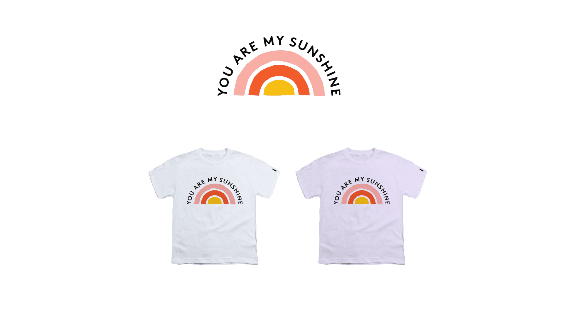 Two t-shirts with a rainbow and the words 