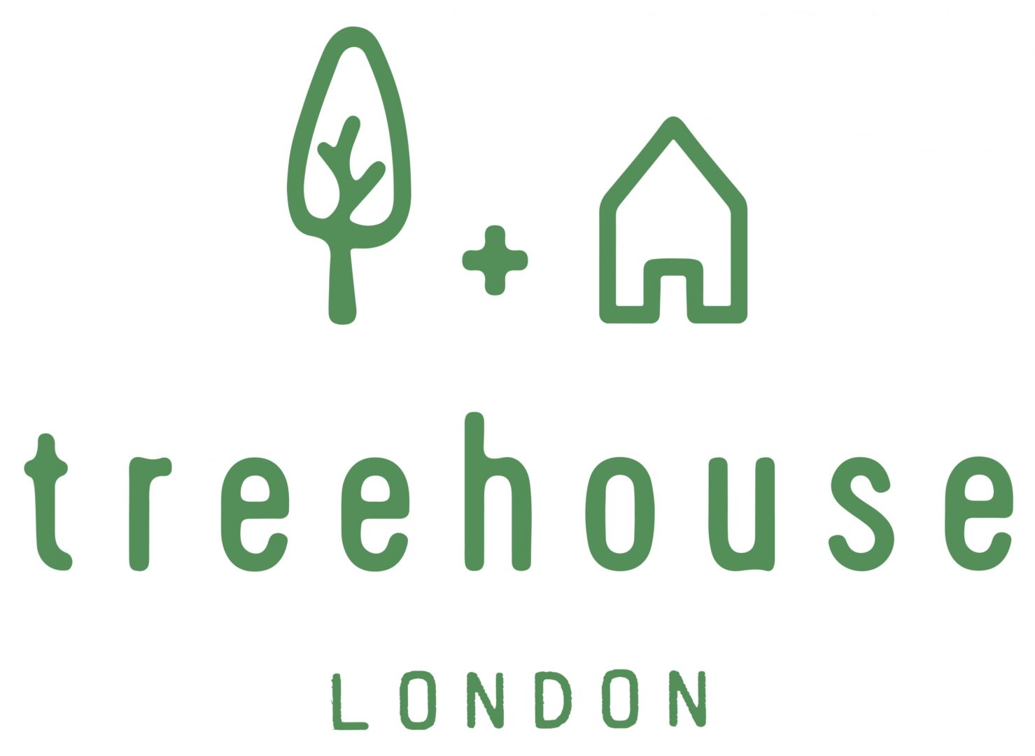 A green tree and house logo for treehouse london.