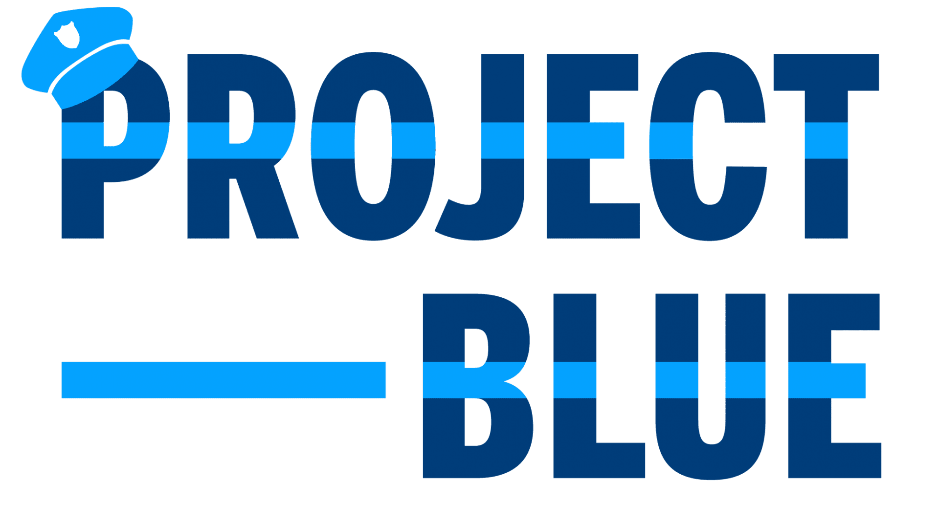 A blue and black logo for project blue